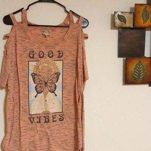 LIGHT PINK COLD SHOULDER TOP